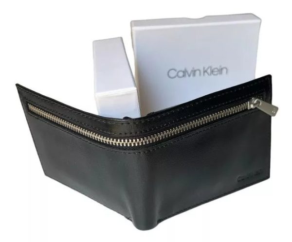 Billetera Calvin Klein Rfid Con Cierre, color negro Hot on Sale