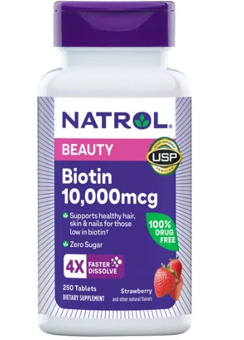 Biotin Natrol 10,000 mgc. 250 Tabletas de  Disolucion Rapida Supply