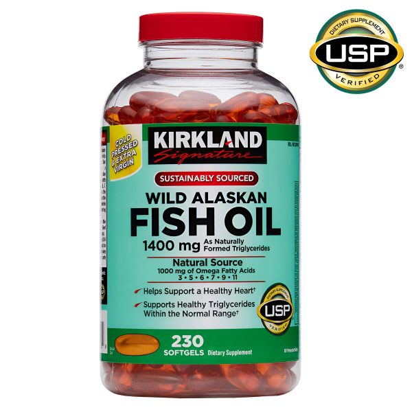 Wild Alaskan Fish Oil 1400 mg.,Kirkland Signature 230 Capsulas de Gel For Discount