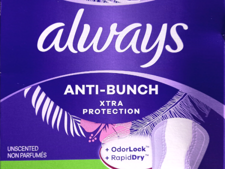 Always Anti-Bunch Xtra Protection Daily Liners Long Length, 50 Ct Fashion