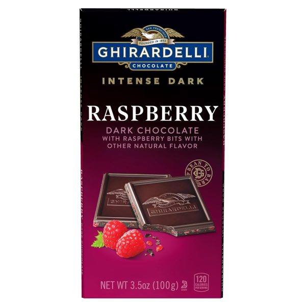 GHIRARDELLI RASPBERRY Dark Chocolate - Barra de chocolate negro intenso, frambuesa 100g Fashion