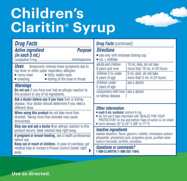 Claritin childrens para alergias las 24 horas para niños ,240ml Hot on Sale