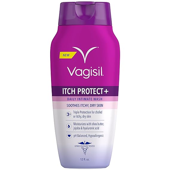 Vagisil Lavado femenino para la higiene del área íntima y la picazón, piel seca, Itch Protect+ Crme Wash, pH equilibrado y probado por ginecólogos, 12 onzas Online