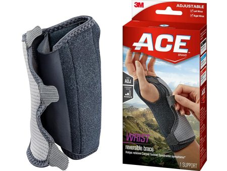 ACE Muñequera reversible con férula que proporciona un soporte moderado estabilizador para muñecas doloridas, débiles y lesionadas, ajustable, gris, 1 paquete Online Hot Sale