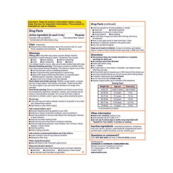 Children s Motrin Ibuprofeno Medicina para Niños, Sabor a Bayas, 8 fl. oz Sale