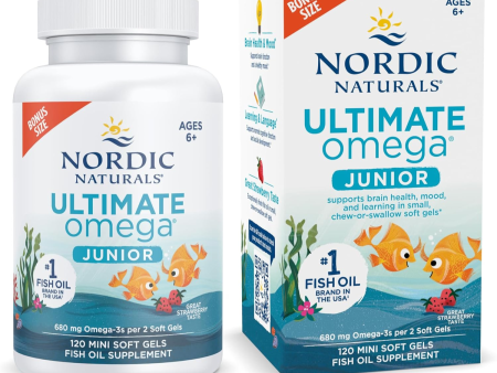 Nordic Naturals Ultimate Omega Junior - Ayuda a tener un corazón y cerebro saludables y mejora el estado de ánimo de niños en desarrollo, sabor fresa 120 mini softgels on Sale