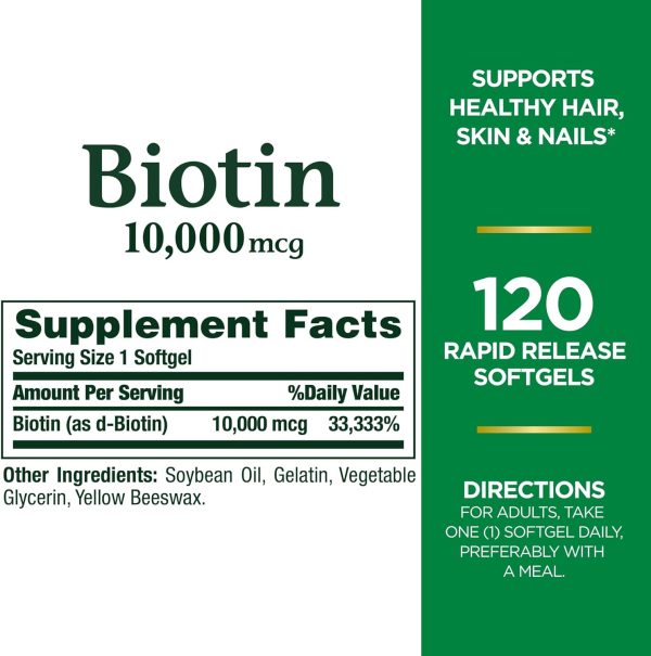 Nature s bounty Biotin 10,000mcg 120 softgels de liberación rápida on Sale