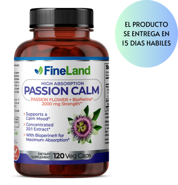 Passion Calm , Passion flower + Bioperine 2000mg - Fineland , 120 capsulas Sale