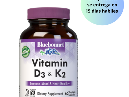 BlueBonnet - Vitamina D3 y K2 , 60 capsulas vegetables For Discount