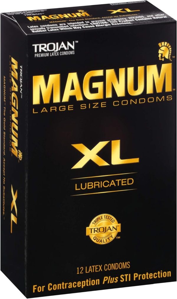 TROJAN Magnum XL Lubricated Premium Latex Condoms For Sale