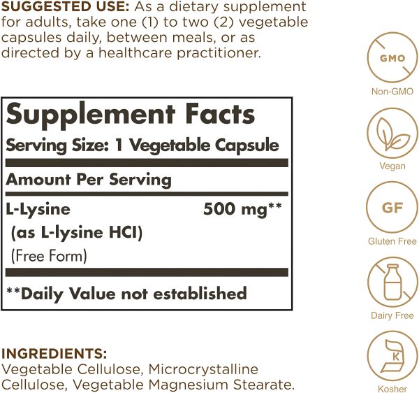 L-Lysine 500 mg Solgar -  Capsulas Vegetales Cheap