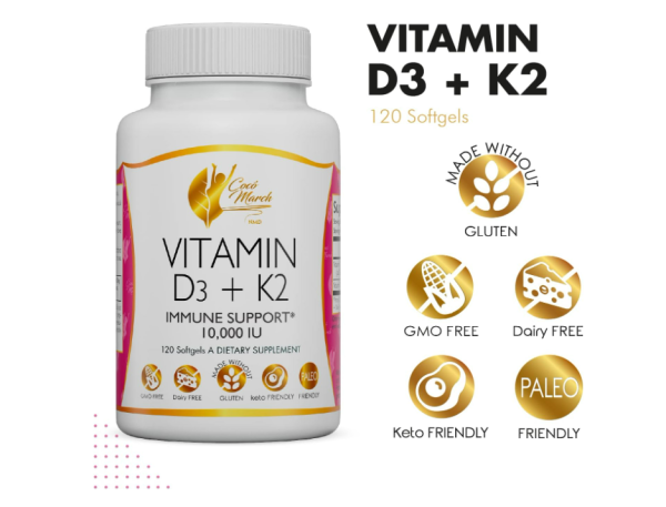 Vitamina D3 + K2 10,000 IU - 120 capsulas For Sale