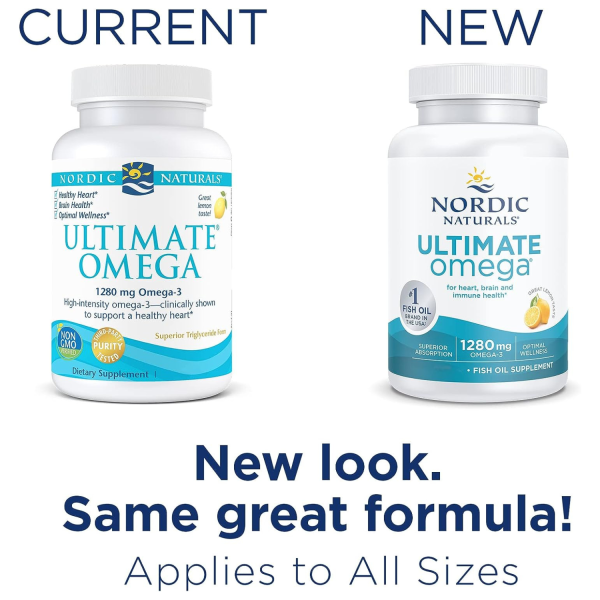 Nordic Naturals Ultimate Omega, sabor a limón, 1280 mg de Omega-3, suplemento de aceite de pescado Omega-3 de alta potencia con EPA y DHA, sin OMG - CAPSULAS EN GEL Hot on Sale