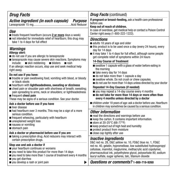 Kirkland Signature Lansoprazole 15 mg. Acid Reducer, 42 Cápsulas PACK 3 FRASCOS For Sale