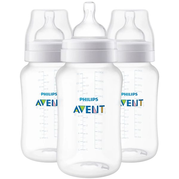 Paquete de 3 biberones anticólicos Philips AVENT, 330ml 3 meses a + For Discount