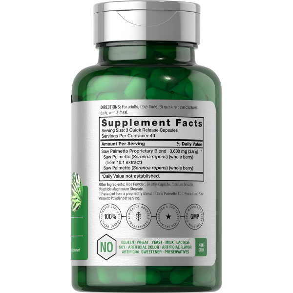 SAW PALMETTO EXTRACTO 3600MG  120 CAPSULES - HORBAACH Online Sale