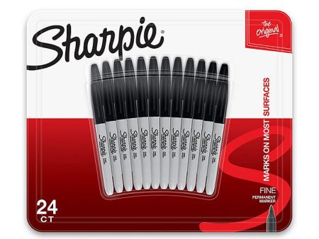 Sharpie Permanent Fine Tip Markers, Negro, 24 unidades Hot on Sale