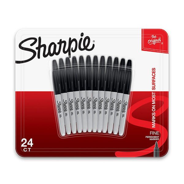 Sharpie Permanent Fine Tip Markers, Negro, 24 unidades Hot on Sale