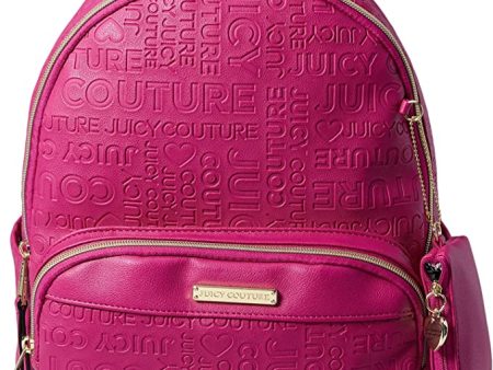 Juicy Couture Mochila Word Play, Logotipo de frambuesa en relieve, Mochila Word Play on Sale