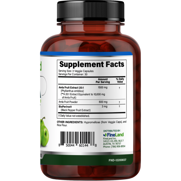 Amla 20:1 Extract + bioperine 30,600mg strength 90 cápsulas Cheap