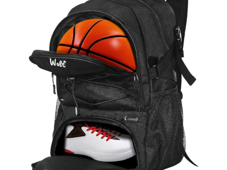 WOLT | Mochila de baloncesto grande con soporte de pelota separado y compartimento para zapatos, ideal para baloncesto, fútbol, voleibol, natación, gimnasio, viajes on Sale