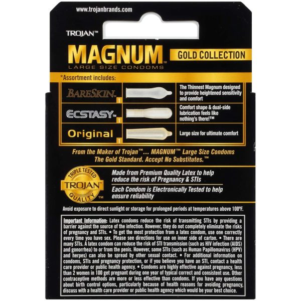 MAGNUM LARGE SIZE CONDOMS GOLD COLLECTION 3 unidades - Bareskin, Ecstasy y Original Fashion