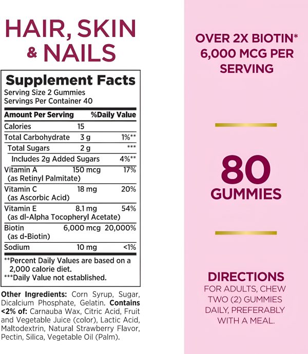 Hair, Skin & Nails con Biotin 6000 mcg , Gummies Nature´s Bounty Online Sale