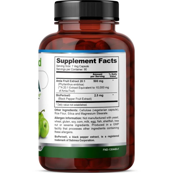 Amla 20:1  Extract + BioPerine 10,000mg , FineLand - 90 capsulas Online now