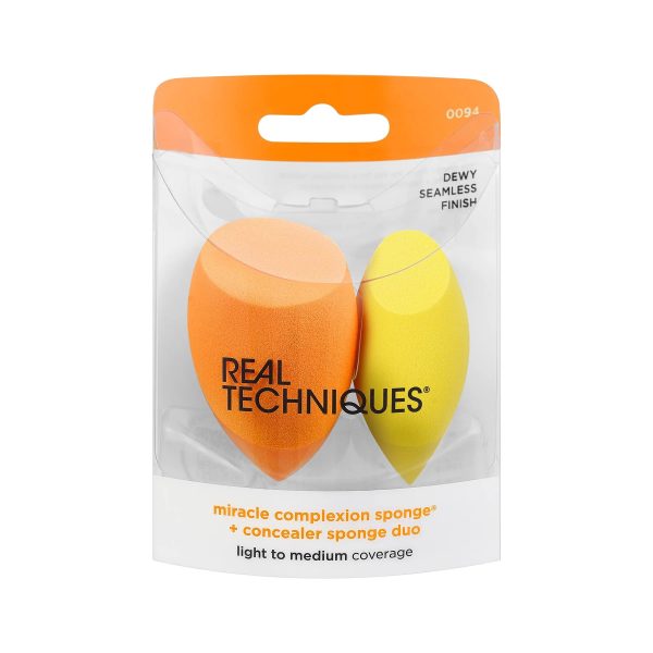 Real Techniques DUO DE ESPONJAS Miracle Complexion Sponge + Concealer Sponge Duo For Sale