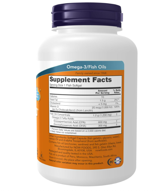 Now Ultra Omega 3- D fish oil 600EPA 300DHA (1000IU D3) - 90 capsulas on Sale