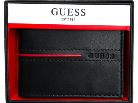 Billetera Guess color negro , cuero , plegable - 31GO220087 For Cheap