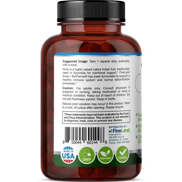 Amla 20:1  Extract + BioPerine 10,000mg , FineLand - 90 capsulas Online now