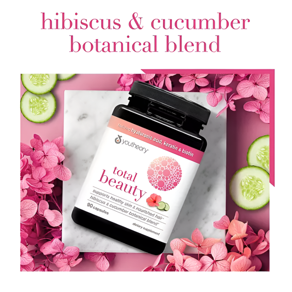 Youtheory Total Beauty Cápsulas de ácido hialurónico, queratina y biotina (90 ct.) Online now