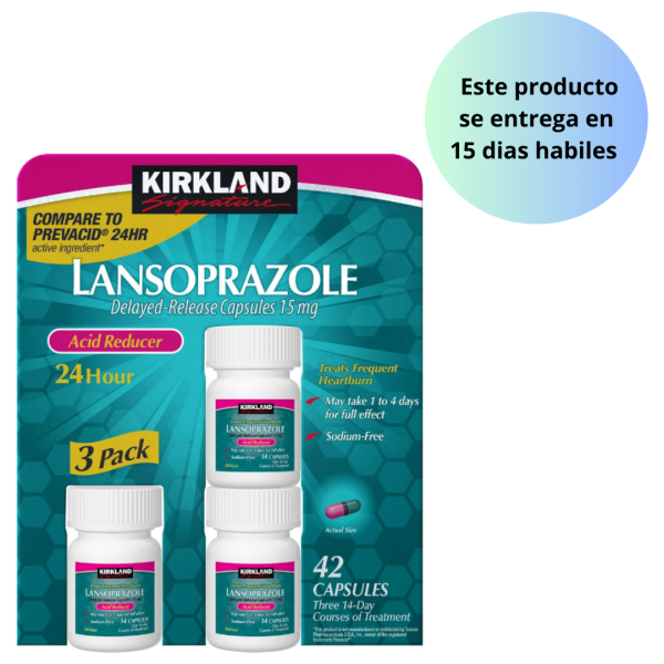 Kirkland Signature Lansoprazole 15 mg. Acid Reducer, 42 Cápsulas PACK 3 FRASCOS For Sale