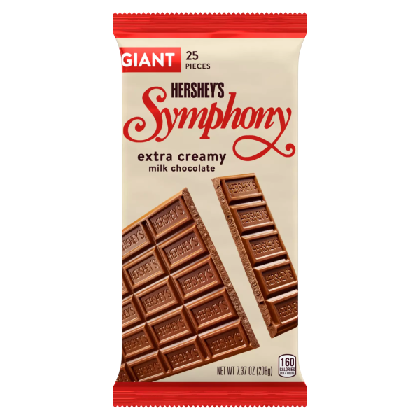 Hershey s Symphony Milk Chocolate Extra creamy 25 piezas GIANT - 208g, 160 calorías por 4 piezas Hot on Sale