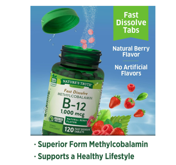 Vitamina B-12 1000mcg fast dissolve , 120 tabletas disolventes - Nature´s Truth Sale