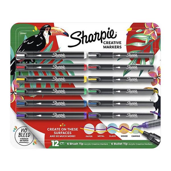 Sharpie Creative Markers, Brush & Bullet Tips, Assorted Colors, 12 plumones Online now