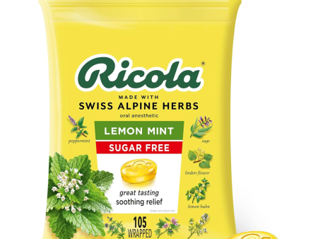 Ricola Gotas supresoras de la tos de hierbas sin azúcar y menta y limón, bolsa de 105 unidades For Cheap