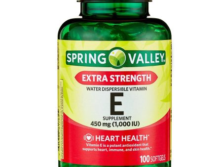 Vitamina E  Spring Valley 450 mg extra Fuerte (1,000 IU) 100 cápsulas- Disolvible en agua. Fashion