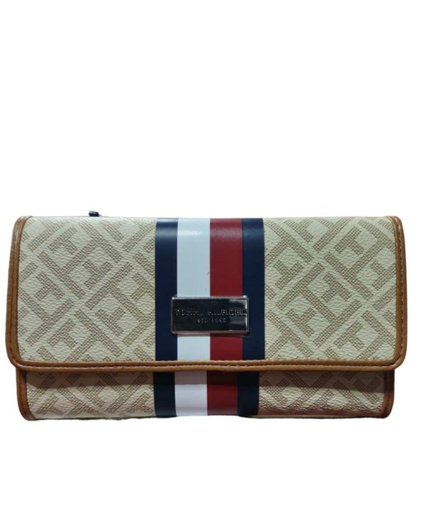 Billetera para mujer de cuero color beige - Tommy Hilfiger Fashion