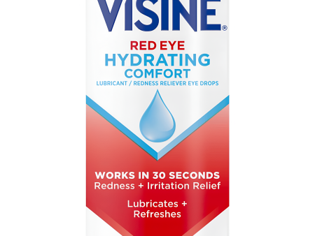 Visine Red Eye Hydrating Comfort Alivio del enrojecimiento y gotas lubricantes para ayudar a hidratar y aliviar los ojos rojos debido a irritaciones menores de los ojos Rápido, Tetrahidrozolina HCl, 15ml Supply