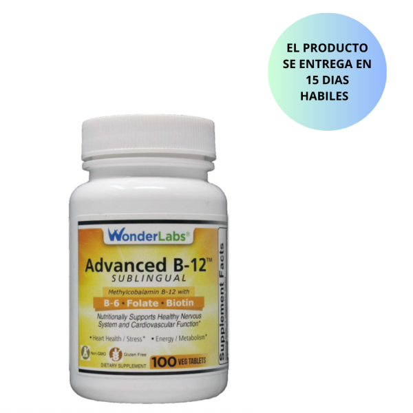 WonderLabs , Vitamina B12 sublingual (1000 mcg), B6 (5 mg), ácido fólico (400 mcg) y biotina (25 mcg) - 100 tabletas Online now