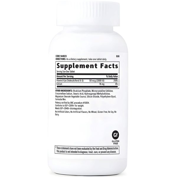 Vitamina D3 50mcg (2000IU) , 180 tabletas - GNC Online now