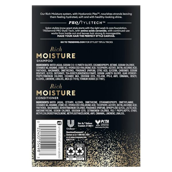 TRESemmé Champú y acondicionador Rich Moisture Pack de 2 para cabello seco formulado con vitamina E y biotina, 828ml Online now