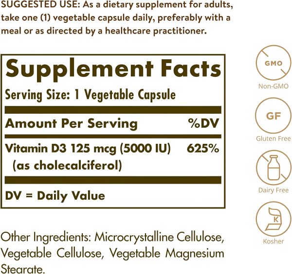 Solgar Vitamin D3 (Cholecalciferol) Capsulas Supply