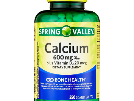 CALCIO 600 mg. + D3 20 mcg. Spring Valley  250 tabletas Supply