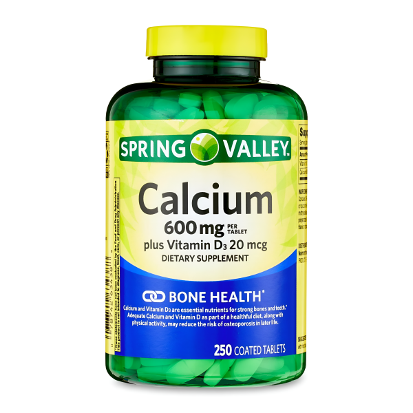 CALCIO 600 mg. + D3 20 mcg. Spring Valley  250 tabletas Supply