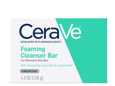 CeraVe Barra limpiadora espumosa | Barra limpiadora corporal y facial sin jabón para piel grasa | Sin fragancia | 4.5 onzas For Discount