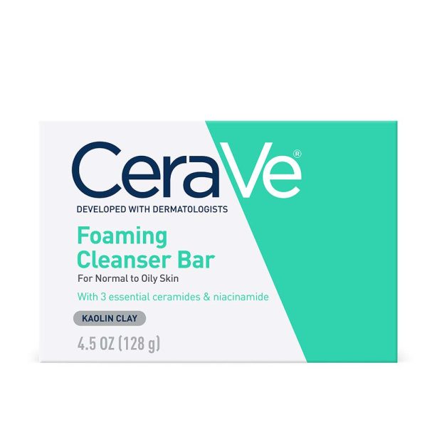 CeraVe Barra limpiadora espumosa | Barra limpiadora corporal y facial sin jabón para piel grasa | Sin fragancia | 4.5 onzas For Discount