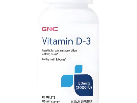 Vitamina D3 50mcg (2000IU) , 180 tabletas - GNC Online now